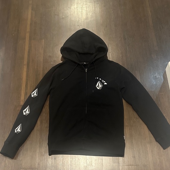 Volcom Black Zip-Up Sweater with Logo - Picture 1 of 4
